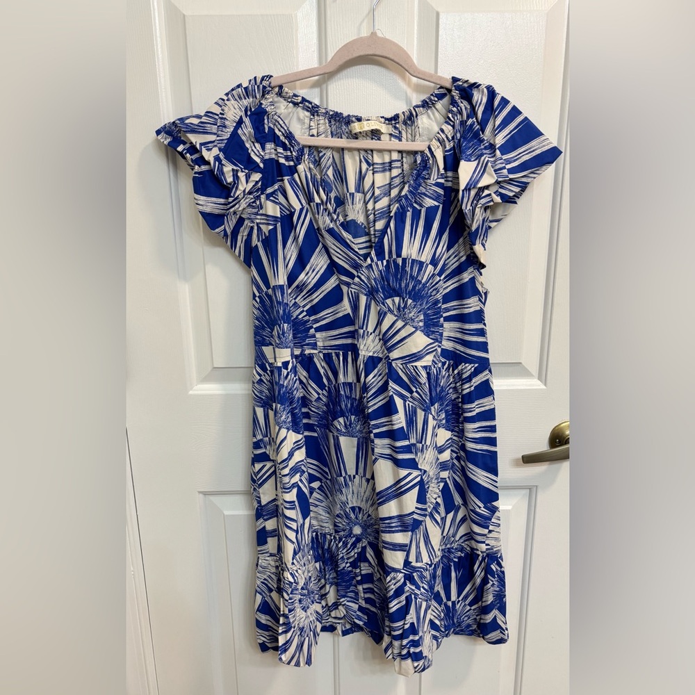 Marie Oliver Clover Dress Blue Radiance Print 100% Cotton